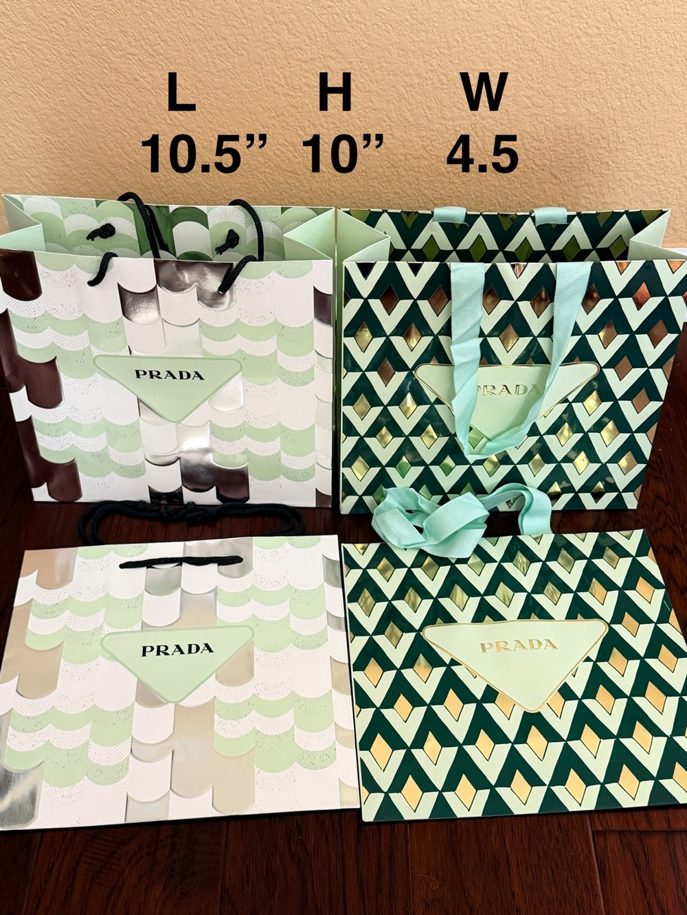 Prada Paper Gift Bag x 4pcs Medium (10.5” x 10” x 4.5”)